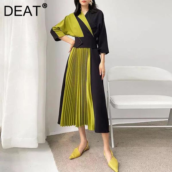 casual dresses woman midi dress green hit color pleated v collar seven batwing sleeve slim elegant vintage style 2022 autumn 15xf786, Black;gray
casual dresses woman midi dress green hit color pleated v collar seven batwing sleeve slim elegant vintage style 2022 autumn 15xf786, Black;gray