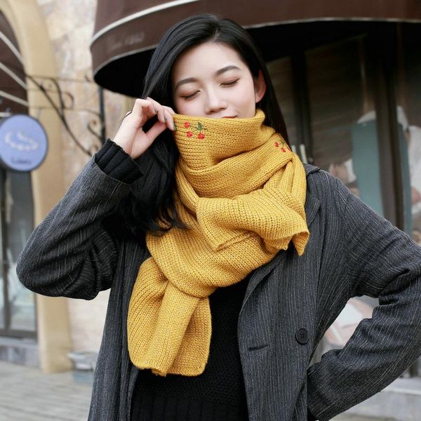 scarves winter solid color small cherry embroidery scarf korean knitted wool monochrome warm neck girl student, Blue;gray
scarves winter solid color small cherry embroidery scarf korean knitted wool monochrome warm neck girl student, Blue;gray