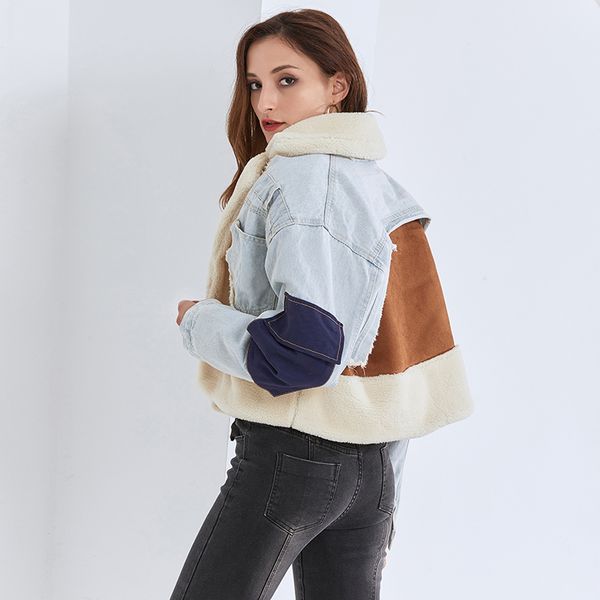 streetwear patchwork jacket for women notched long sleeves lambswool warm thick denim cotas female 2021 winter new, Black;brown
streetwear patchwork jacket for women notched long sleeves lambswool warm thick denim cotas female 2021 winter new, Black;brown