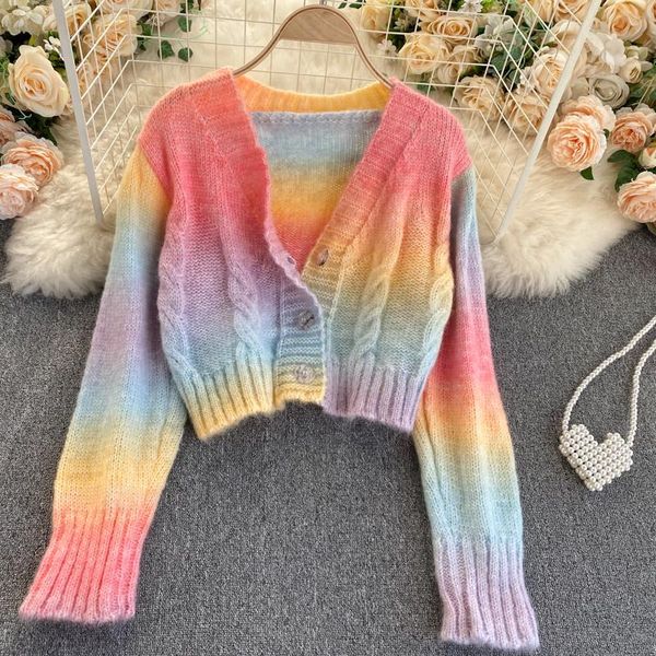 women's knits & tees korean fashion rainbow striped knitted cardigan short sweater coat women autumn winter all-match v-neck sweaters c, White
women's knits & tees korean fashion rainbow striped knitted cardigan short sweater coat women autumn winter all-match v-neck sweaters c, White