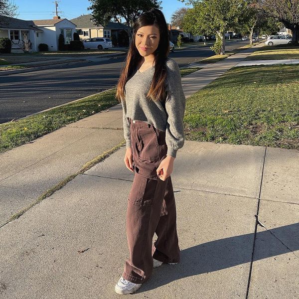 casual brown jeans woman y2k high waisted cargo pants women pocket fashion straight long trousers ladies streetwear, Black;white
casual brown jeans woman y2k high waisted cargo pants women pocket fashion straight long trousers ladies streetwear, Black;white