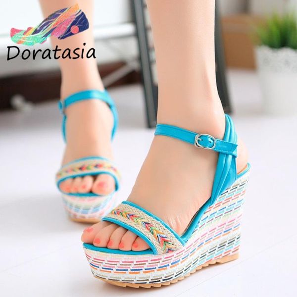 sandals doratasia the big size 43 women buckle strap mixed color platform shoes wedges casual comfy, Black
sandals doratasia the big size 43 women buckle strap mixed color platform shoes wedges casual comfy, Black