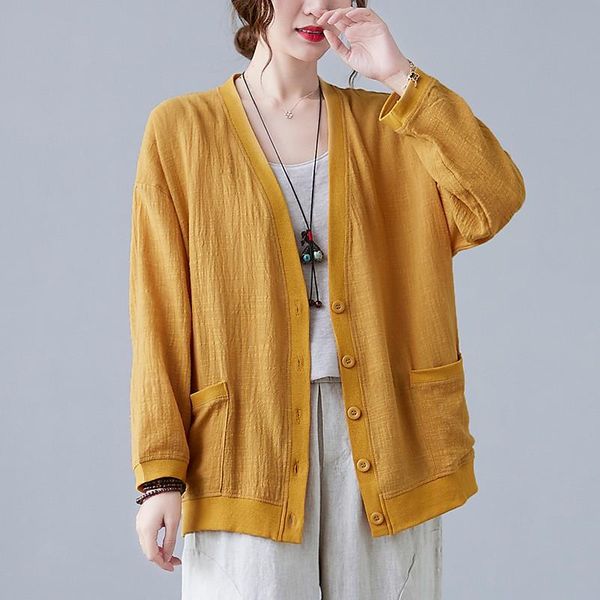 women's jackets women cotton linen casual arrival 2021 vintage style v-neck solid color loose female long sleeve thin coats b695, Black;brown
women's jackets women cotton linen casual arrival 2021 vintage style v-neck solid color loose female long sleeve thin coats b695, Black;brown