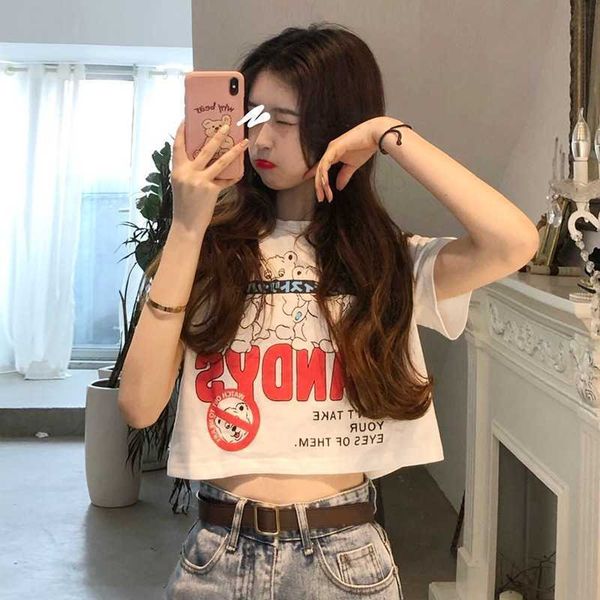 t-shirt, short sleeve women's short slim elegant style, high waist and navel exposed, wear in 2021, White
t-shirt, short sleeve women's short slim elegant style, high waist and navel exposed, wear in 2021, White