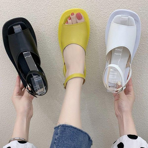 sandals woman flat shoes 2021 fashion summer round toe 3.5cm heel buckle black white size 35-40 sandalias
sandals woman flat shoes 2021 fashion summer round toe 3.5cm heel buckle black white size 35-40 sandalias