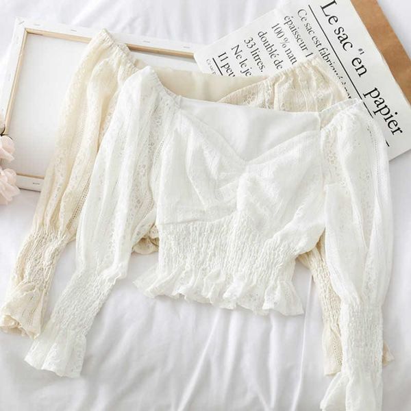 women's blouses & shirts female fashion v-neck pleated flare sleeve ruffles lace hollow out korean womens elegant sweet street short, White
women's blouses & shirts female fashion v-neck pleated flare sleeve ruffles lace hollow out korean womens elegant sweet street short, White