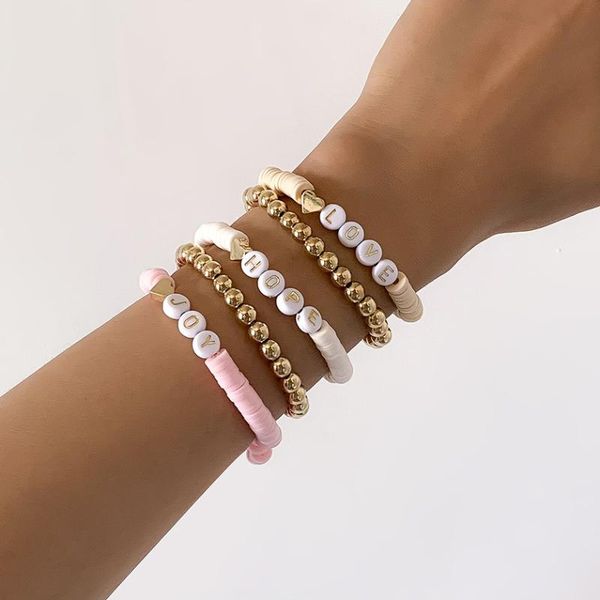 beaded, strands 5pcs/set bohemian handmade clay bracelet for women ethnic soft pottery gold beads letter love sets jewelry 2021, Black
beaded, strands 5pcs/set bohemian handmade clay bracelet for women ethnic soft pottery gold beads letter love sets jewelry 2021, Black