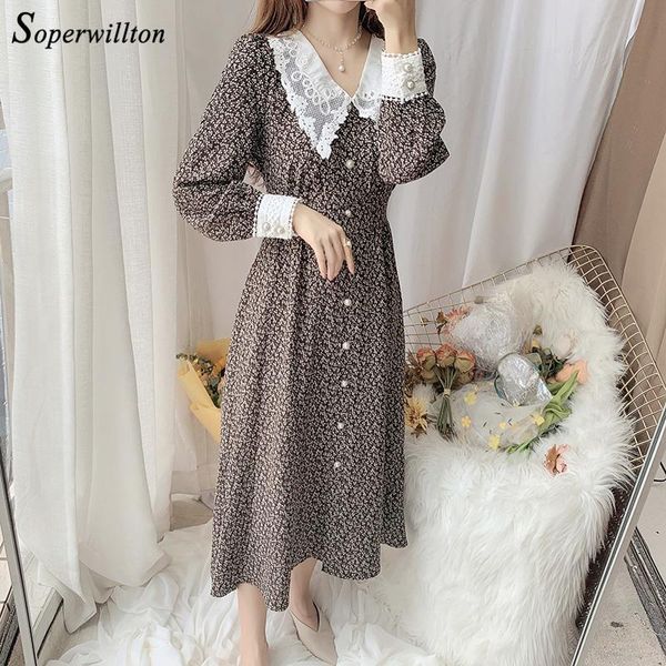 casual dresses foral vintage long dress v neck slim printed party women's single button with lace female autumn vestidos, Black;gray
casual dresses foral vintage long dress v neck slim printed party women's single button with lace female autumn vestidos, Black;gray