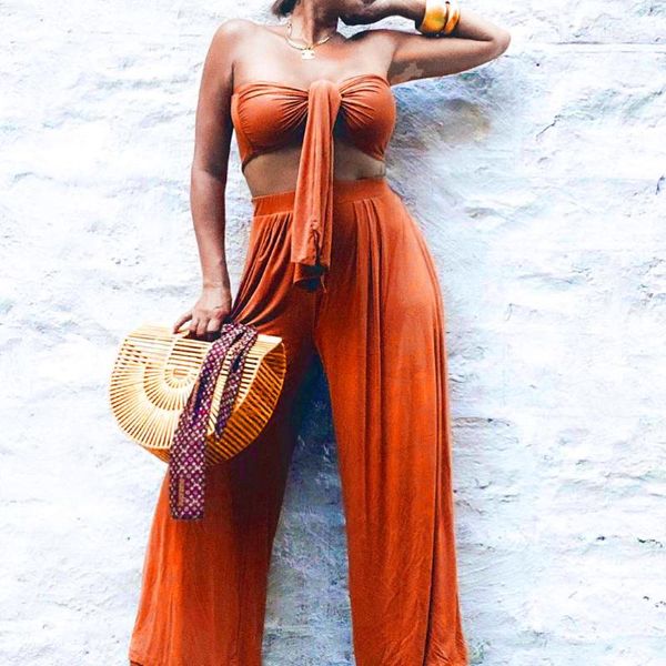 women's tracksuits arrival two piece set women sleeveless bandage crop vintage wide leg pants woman suit autumn party outfits, Gray
women's tracksuits arrival two piece set women sleeveless bandage crop vintage wide leg pants woman suit autumn party outfits, Gray