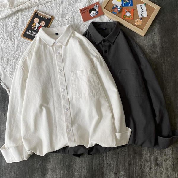 spring and autumn new cotton trend loose casual versatile long sleeve shirt coat for men, White;black
spring and autumn new cotton trend loose casual versatile long sleeve shirt coat for men, White;black
