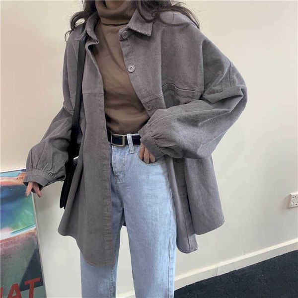 women corduroy shirt blouse autumn loose korean version wild student thin long section long-sleeved jacket office lady 210526, White
women corduroy shirt blouse autumn loose korean version wild student thin long section long-sleeved jacket office lady 210526, White