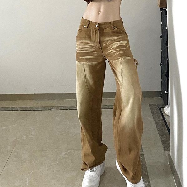 women's jeans vintage brown baggy women loose mid waist pockets wide leg cargo pants harajuku fashion casual streetwear denim trousers, Blue
women's jeans vintage brown baggy women loose mid waist pockets wide leg cargo pants harajuku fashion casual streetwear denim trousers, Blue