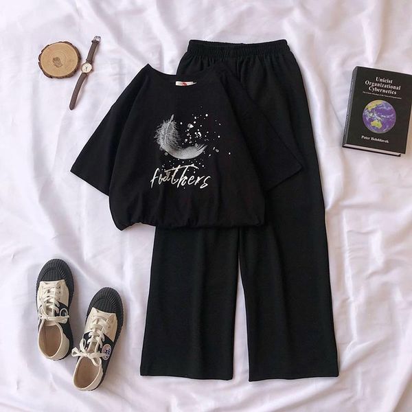 women's t-shirt half-sleeved printed oversized t-shirts korean fashion loose wide-leg pants casual two-piece suit y2k kawaii, White
women's t-shirt half-sleeved printed oversized t-shirts korean fashion loose wide-leg pants casual two-piece suit y2k kawaii, White