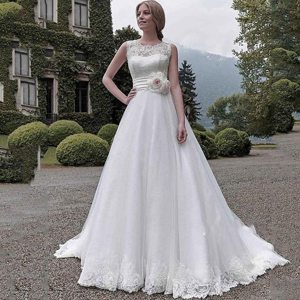 other wedding dresses simple a-line tulle dress o-neck flowers sleeveless zipper back appliques sweep train 2021 bride gowns vestido de noiv, White
other wedding dresses simple a-line tulle dress o-neck flowers sleeveless zipper back appliques sweep train 2021 bride gowns vestido de noiv, White