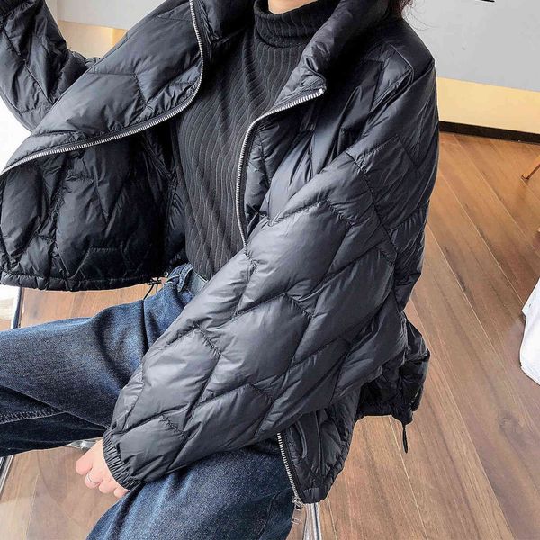 white duck down et women's 2021 dress stand collar short light ling lattice small coat autumn and winter, Black;white
white duck down et women's 2021 dress stand collar short light ling lattice small coat autumn and winter, Black;white