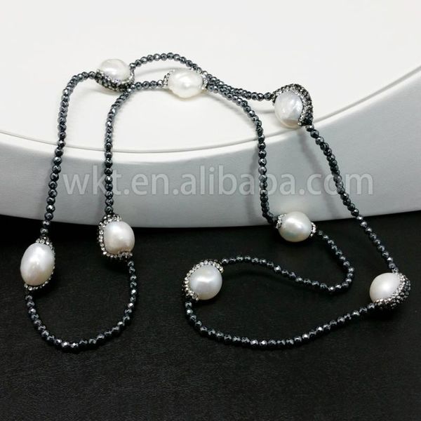 pendant necklaces wt-nv091 charm pearl necklace natural round hematite beads 80cm chain, Silver
pendant necklaces wt-nv091 charm pearl necklace natural round hematite beads 80cm chain, Silver