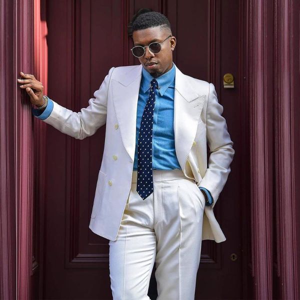 men's suits & blazers ivory suit peaked lapel wedding male tuxedos double breasted slim fit groom wear 2 pieces prom jacket and pants, White;black
men's suits & blazers ivory suit peaked lapel wedding male tuxedos double breasted slim fit groom wear 2 pieces prom jacket and pants, White;black