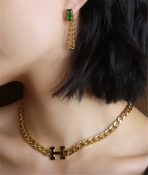 earrings & necklace 316l stainless steel retro light luxury green crystal tassel thick chain english letter bracelet jewelry set, Silver
earrings & necklace 316l stainless steel retro light luxury green crystal tassel thick chain english letter bracelet jewelry set, Silver