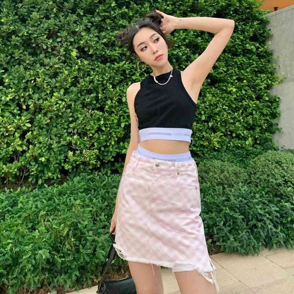 dawangjia 2021 new summer denim half skirt with gradient plaid edging and checkerboard pattern, White;black
dawangjia 2021 new summer denim half skirt with gradient plaid edging and checkerboard pattern, White;black
