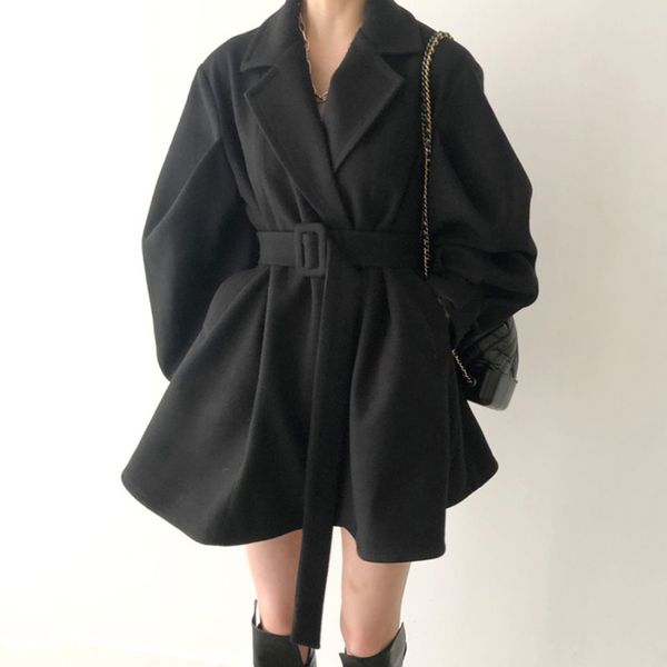 2021 spring female notched collar long lantern sleeve minimalist solid color black plus size woolen coat with belt 8d598, Black;brown
2021 spring female notched collar long lantern sleeve minimalist solid color black plus size woolen coat with belt 8d598, Black;brown
