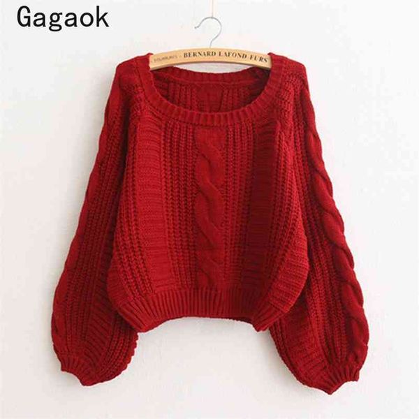 women casual knitted sweater autumn winter solid o-neck lantern sleeve simple chic wild fashion korean pullovers 210531, White;black
women casual knitted sweater autumn winter solid o-neck lantern sleeve simple chic wild fashion korean pullovers 210531, White;black