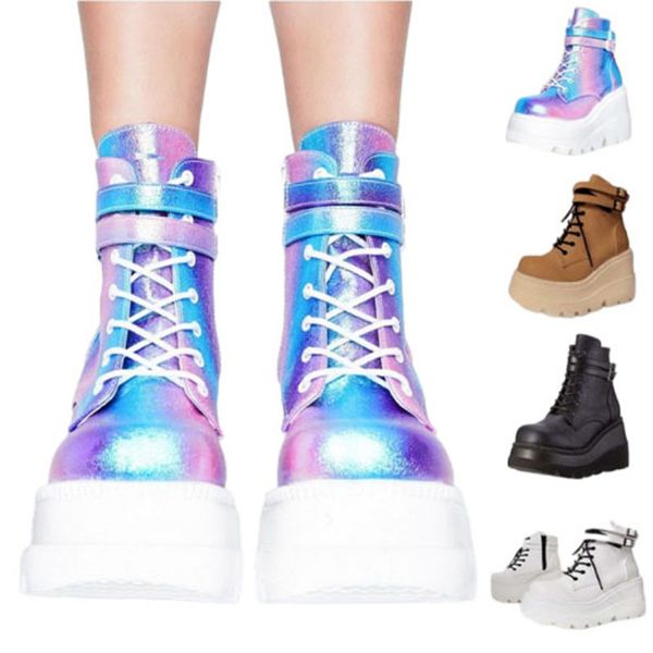 2021 large women's boots thick bottoms european american pop in stock, muffins and colorful high band lace up one button casual martin, Black
2021 large women's boots thick bottoms european american pop in stock, muffins and colorful high band lace up one button casual martin, Black