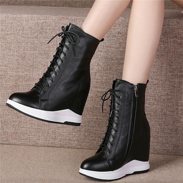 boots winter fashion sneakers women lace up genuine leather wedges high heel ankle female round toe platform oxfords, Black
boots winter fashion sneakers women lace up genuine leather wedges high heel ankle female round toe platform oxfords, Black