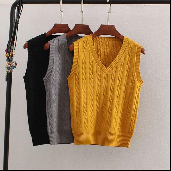 korean wool sweater vest spring autumn women v neck knitted vest female casual tank tees sleeveless twist knit pullovers, White;black
korean wool sweater vest spring autumn women v neck knitted vest female casual tank tees sleeveless twist knit pullovers, White;black