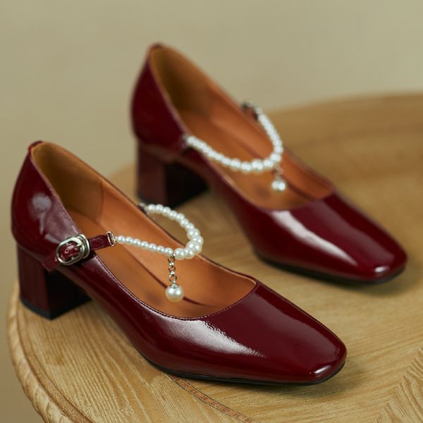 womens genuine leather beading buckle thick high heel sqaure toe pumps elegant ladies soft comfortable daily shoes for women, Black
womens genuine leather beading buckle thick high heel sqaure toe pumps elegant ladies soft comfortable daily shoes for women, Black