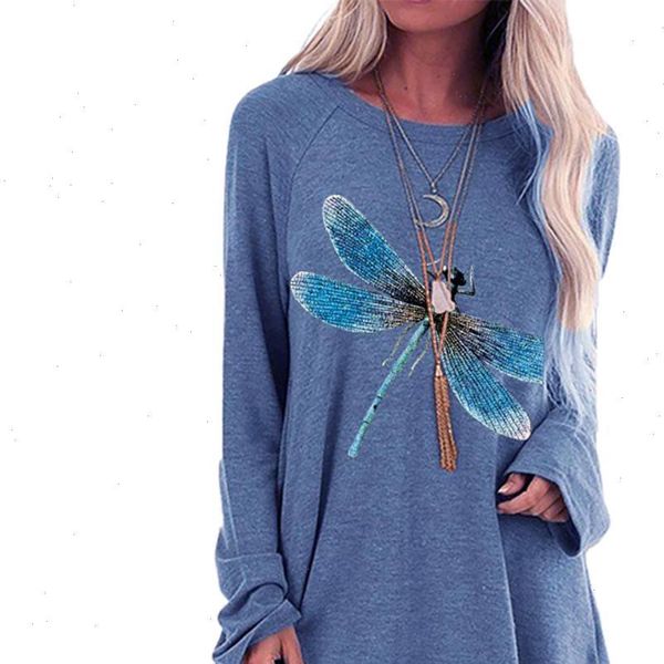 2021 women summer tshirts long sleeve casual autumn o neck long sleeve dragonfly print loose pullover t shirts top, White
2021 women summer tshirts long sleeve casual autumn o neck long sleeve dragonfly print loose pullover t shirts top, White