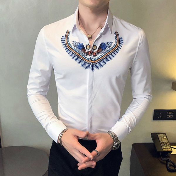 men's fashion retro shirts print sleeve long casual fine fit streetwear dress luxury social party shirt chemise homme crqj, White;black
men's fashion retro shirts print sleeve long casual fine fit streetwear dress luxury social party shirt chemise homme crqj, White;black