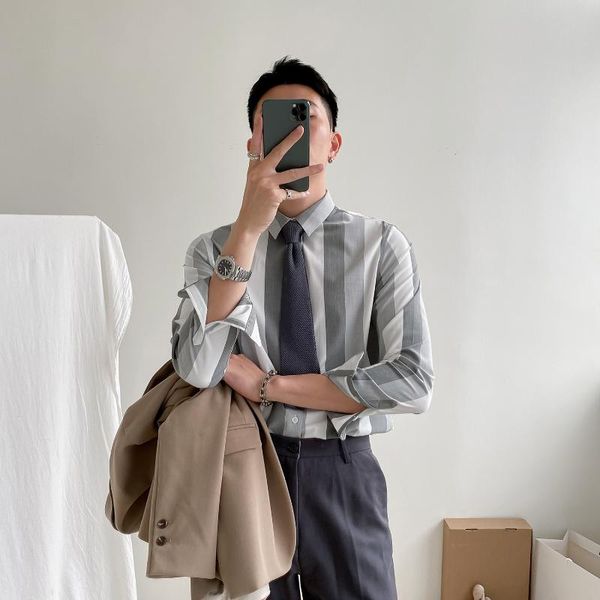 men's casual shirts 2021 men dress long sleeve striped slim fit button business formal wear clothing blouses o271, White;black
men's casual shirts 2021 men dress long sleeve striped slim fit button business formal wear clothing blouses o271, White;black