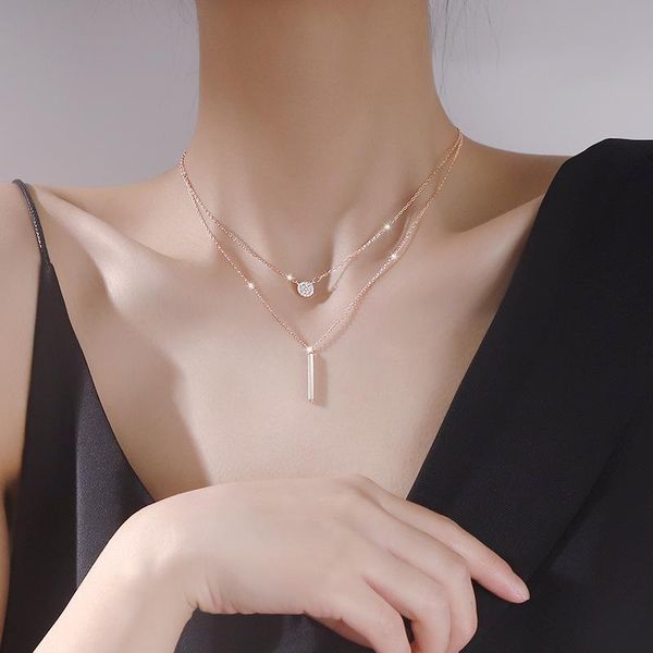 pendant necklaces double-layer necklace round zircon long chain exquisite clavicle for girls jewelry accessories gift, Silver
pendant necklaces double-layer necklace round zircon long chain exquisite clavicle for girls jewelry accessories gift, Silver