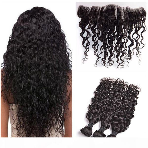 13x4 ear to ear lace frontal closure with bundles 9a 4 bundles indian water wave with lace frontal wet and wavy with closure, Black;brown
13x4 ear to ear lace frontal closure with bundles 9a 4 bundles indian water wave with lace frontal wet and wavy with closure, Black;brown