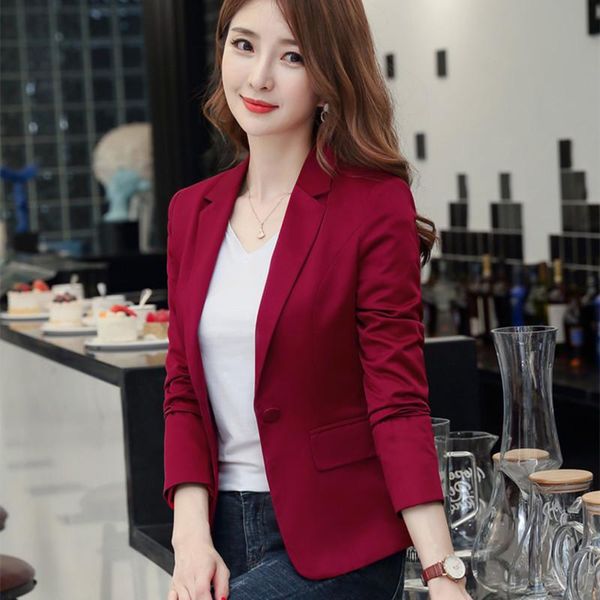 women's suits & blazers 2021 autumn korean version of the self-cultivation skinny casual jacket red suit female, White;black
women's suits & blazers 2021 autumn korean version of the self-cultivation skinny casual jacket red suit female, White;black