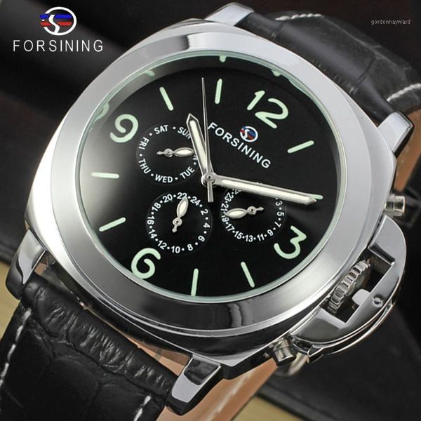 multifunction watch men auto mechanical leather strap luminous hands working sub-dials casual male drop wristwatches, Slivery;brown
multifunction watch men auto mechanical leather strap luminous hands working sub-dials casual male drop wristwatches, Slivery;brown