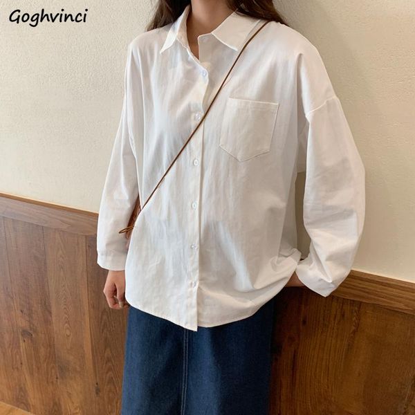 women's blouses & shirts turn-down collar women cotton korean style baggy casual all-match bottoming-shirt students fall streetwear, White
women's blouses & shirts turn-down collar women cotton korean style baggy casual all-match bottoming-shirt students fall streetwear, White