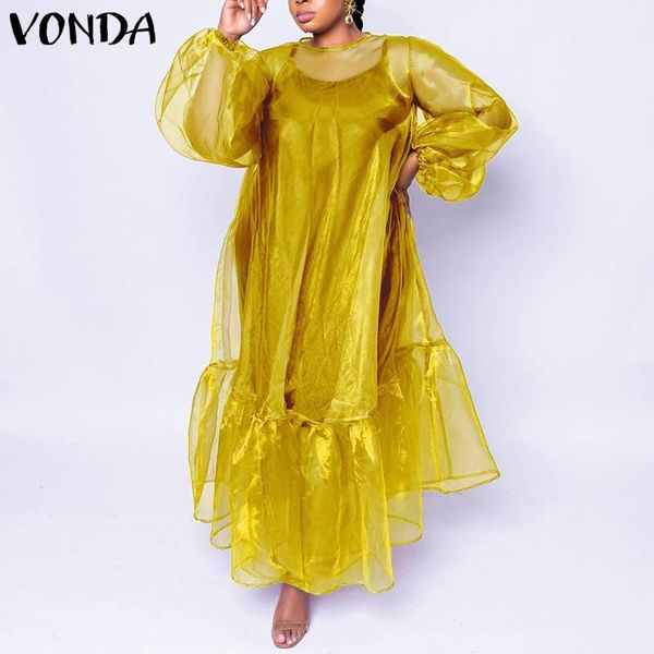 casual dresses vonda 2021 bohemian women long sleeve see through dress no belt the lining lantern oversized, Black;gray
casual dresses vonda 2021 bohemian women long sleeve see through dress no belt the lining lantern oversized, Black;gray