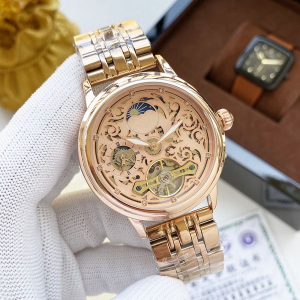 2021 new luxury mens watches large flywheel 42mm size automatic mechanical watch designer brand moon phase steel strap fashion gift style, Slivery;brown
2021 new luxury mens watches large flywheel 42mm size automatic mechanical watch designer brand moon phase steel strap fashion gift style, Slivery;brown
