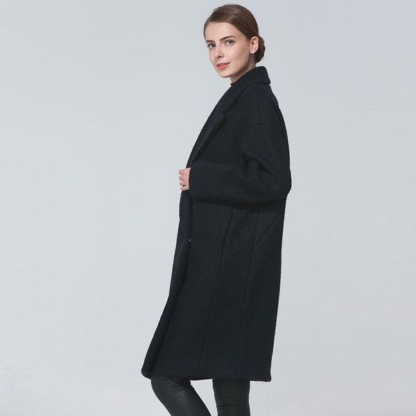 women's wool & blends autumn brand women cassic simple maxi long coat female loose turn down collar coats outwear manteau femme lx1798, Black
women's wool & blends autumn brand women cassic simple maxi long coat female loose turn down collar coats outwear manteau femme lx1798, Black