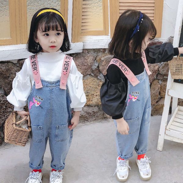 pants 21 spring korean children's bubble sleeve loose cartoon denim suspenders suit fashion, Blue
pants 21 spring korean children's bubble sleeve loose cartoon denim suspenders suit fashion, Blue