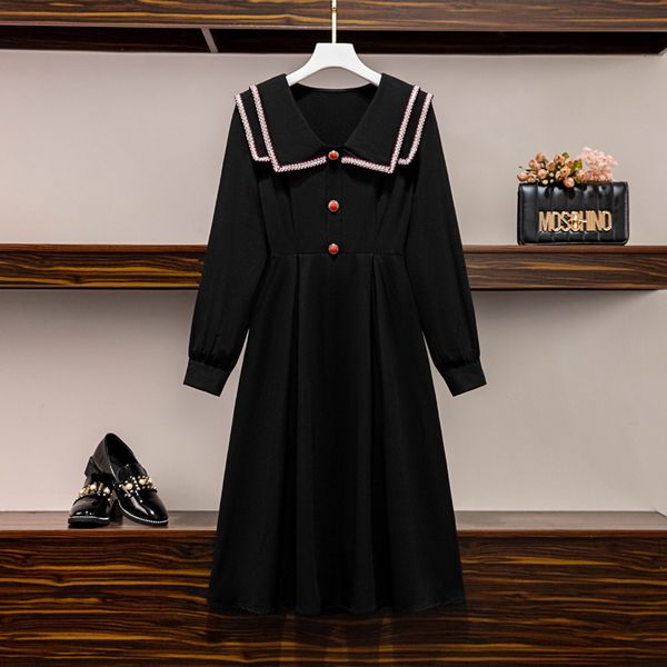 vintage sweet marine double neck female long sleeve single high waist black breasted party 2021 dress big ummm, Black;gray
vintage sweet marine double neck female long sleeve single high waist black breasted party 2021 dress big ummm, Black;gray
