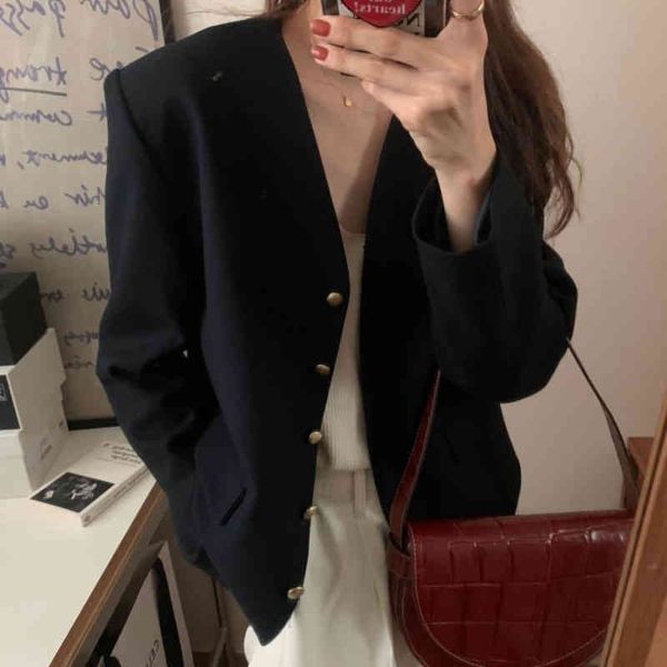 women's jackets onalippa women blazer autumn korean elegant retro v-neck metal single-breasted loose versatile casual long-sleeved jack, Black;brown
women's jackets onalippa women blazer autumn korean elegant retro v-neck metal single-breasted loose versatile casual long-sleeved jack, Black;brown