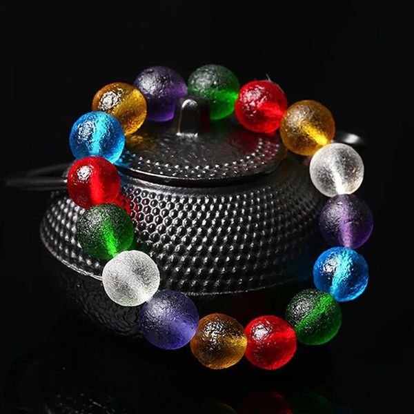 

beaded, strands colorful glasses five elements beads strand bracelets women men anti-fatigue energy fashion bangle lucky jewelry gift, Black