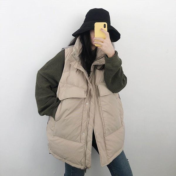 women's vests women 2021 autumn winter solid loose cotton padded jacket female casual stand collar sleeveless waistcoat vest r35, Black;white
women's vests women 2021 autumn winter solid loose cotton padded jacket female casual stand collar sleeveless waistcoat vest r35, Black;white