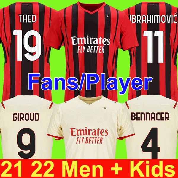 players and fans 21/22 soccer jersey ibrahimovic brahim bennacer kessie romagnoli calhanoglu 2021 2022 football shirt tonali rebic maillot, Black;yellow
players and fans 21/22 soccer jersey ibrahimovic brahim bennacer kessie romagnoli calhanoglu 2021 2022 football shirt tonali rebic maillot, Black;yellow