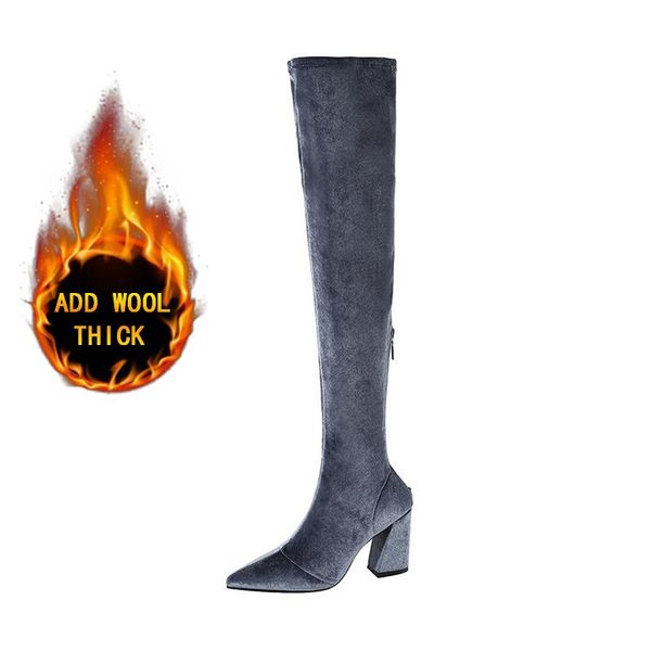 boots winter fashion women knee high casual wild velvet thin stretch heel thick pointed 202, Black
boots winter fashion women knee high casual wild velvet thin stretch heel thick pointed 202, Black
