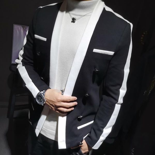 men's suits & blazers korean style striped slim-fit nightclub suit coat para hombre four seasons autumn fashion men's casual blazer, White;black
men's suits & blazers korean style striped slim-fit nightclub suit coat para hombre four seasons autumn fashion men's casual blazer, White;black