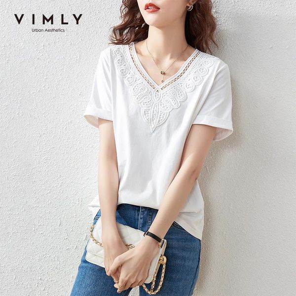 women's t-shirt vimly summer women 2021 casual tee lace v neck short sleeve white shirts vintage clothes for f7177
women's t-shirt vimly summer women 2021 casual tee lace v neck short sleeve white shirts vintage clothes for f7177