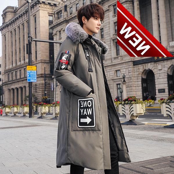 2021 new men's down jacket long personalized thick coat fur collar student trend winter clothes, Black
2021 new men's down jacket long personalized thick coat fur collar student trend winter clothes, Black